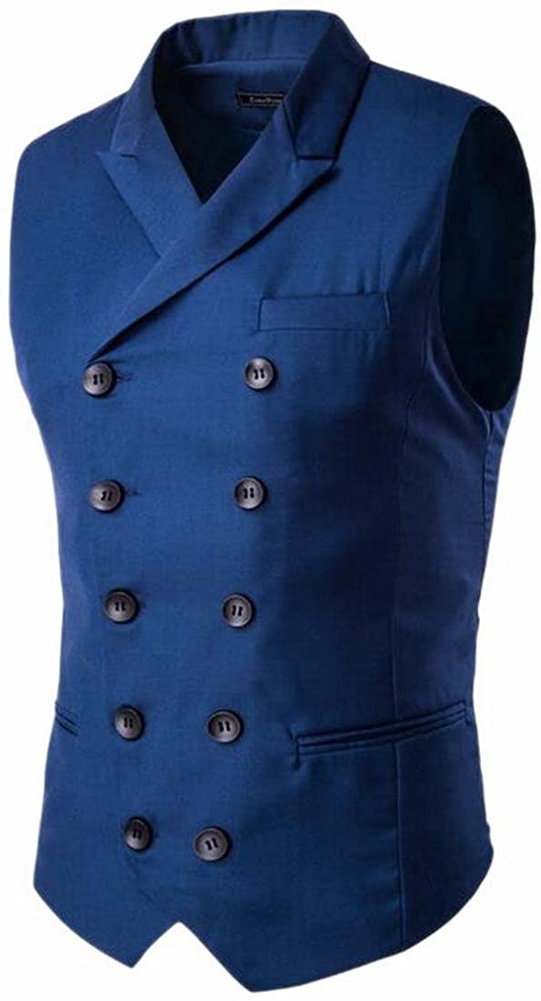 Fly Year-uk Men's Double-Breasted Sleeveless Blazer