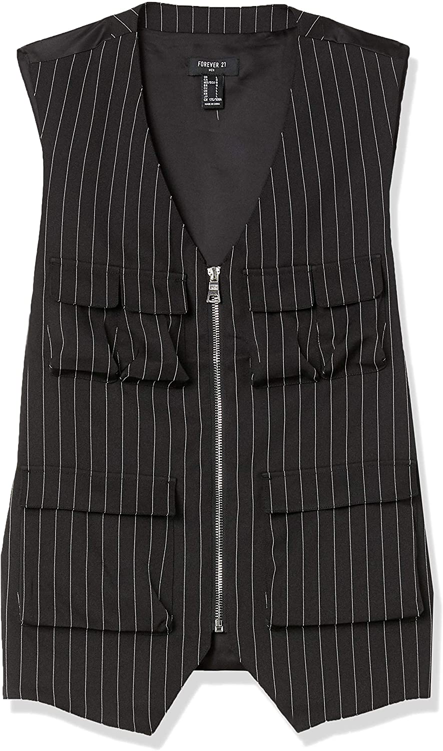Forever Twenty One Men's Pinstriped Utility Vest