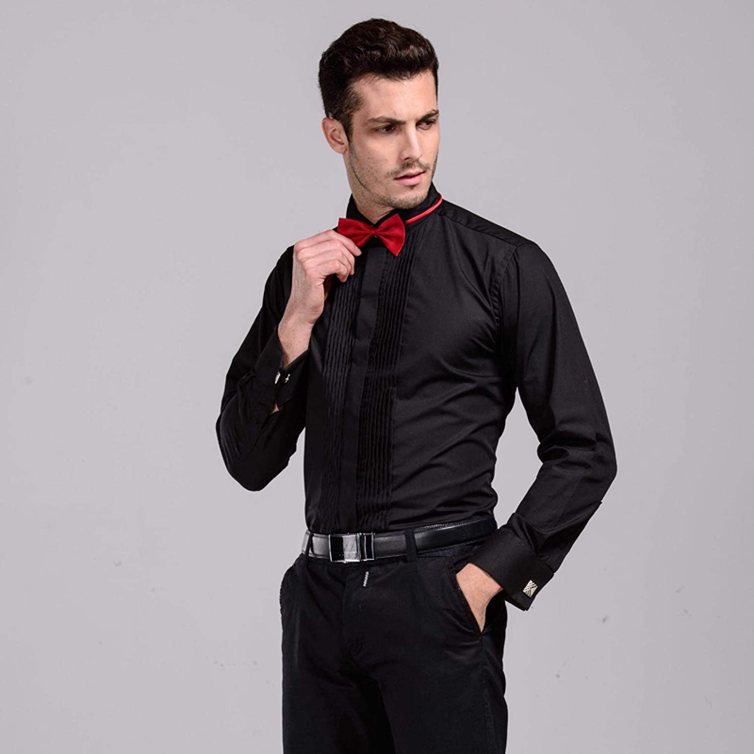 French Cuff Wing Tip Collar Men'S Formal Dress Shirts Tuxedo Shirts