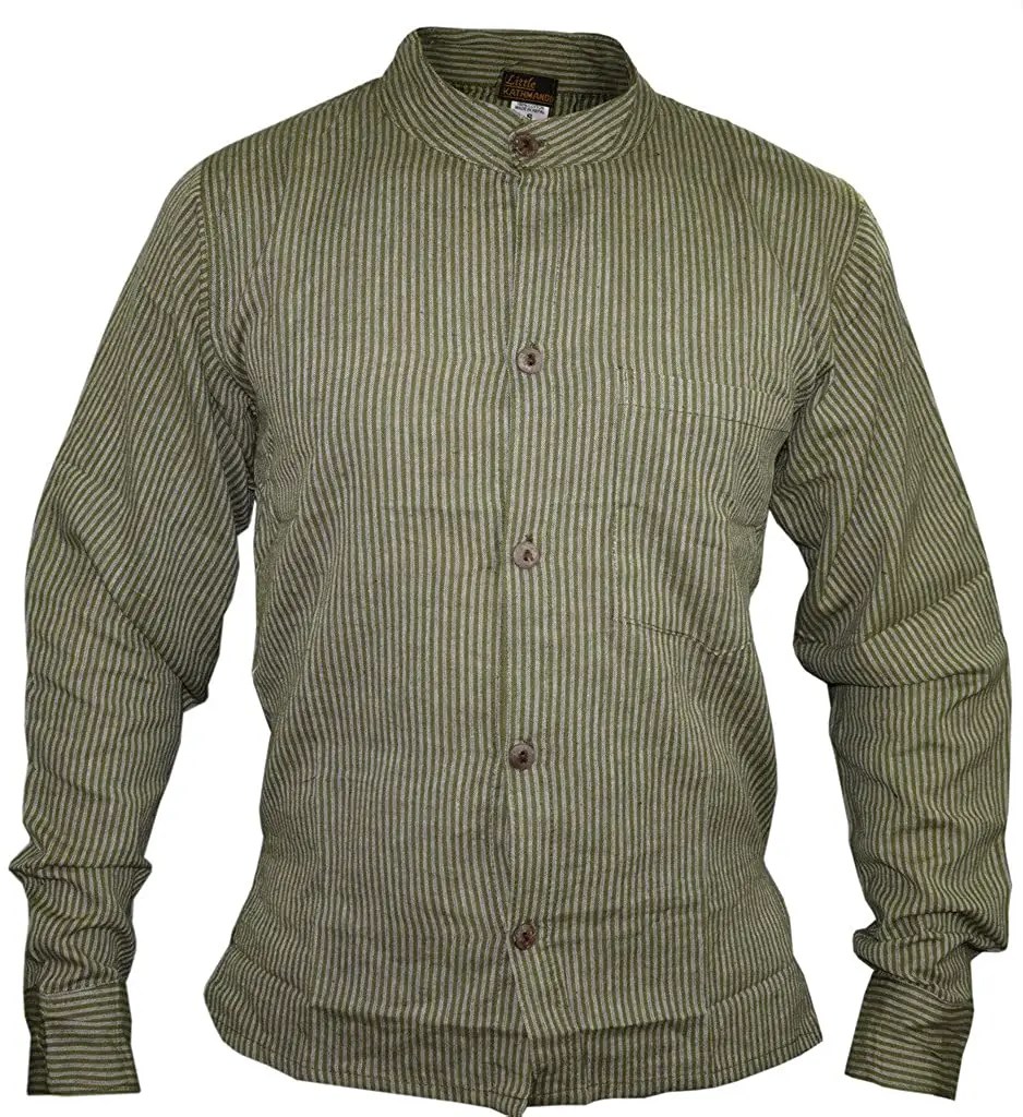 Gheri Men's Button Down Striped Grandad Nepalese Shirts