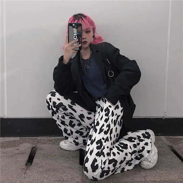 topshop cow print pants