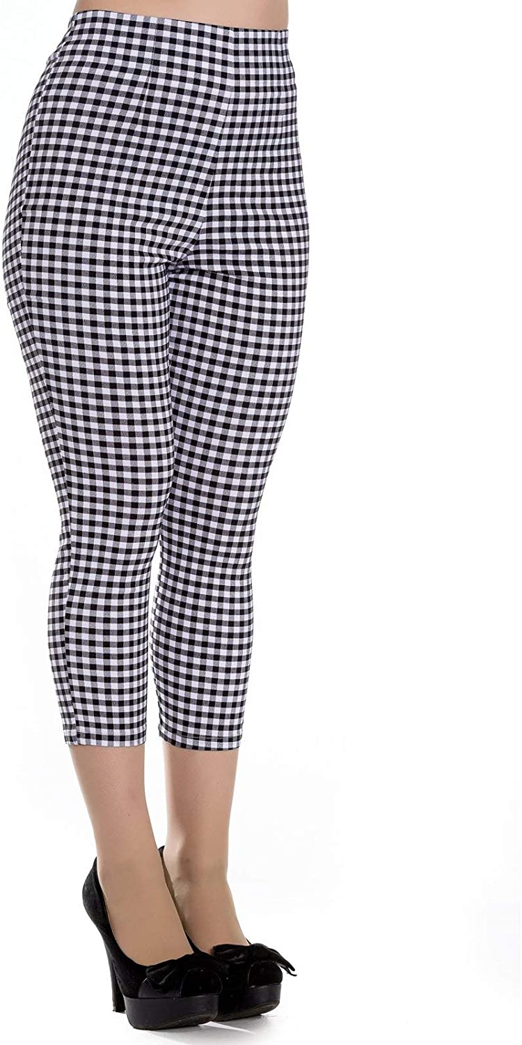 Hell Bunny 50s Judy Gingham Capris Cropped Trousers - UK 16 (XL) / Black