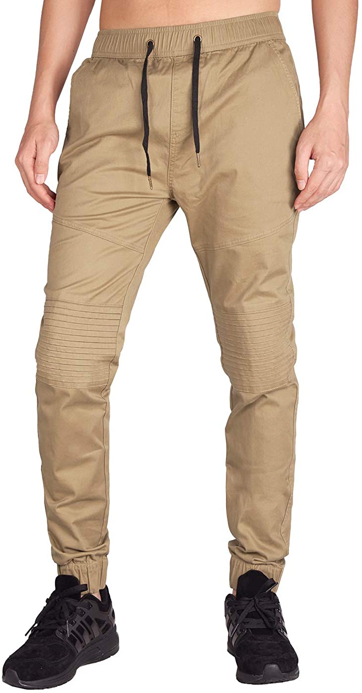 ITALY MORN Men's Jogger Biker Trousers Chino with Elasticated Waist
