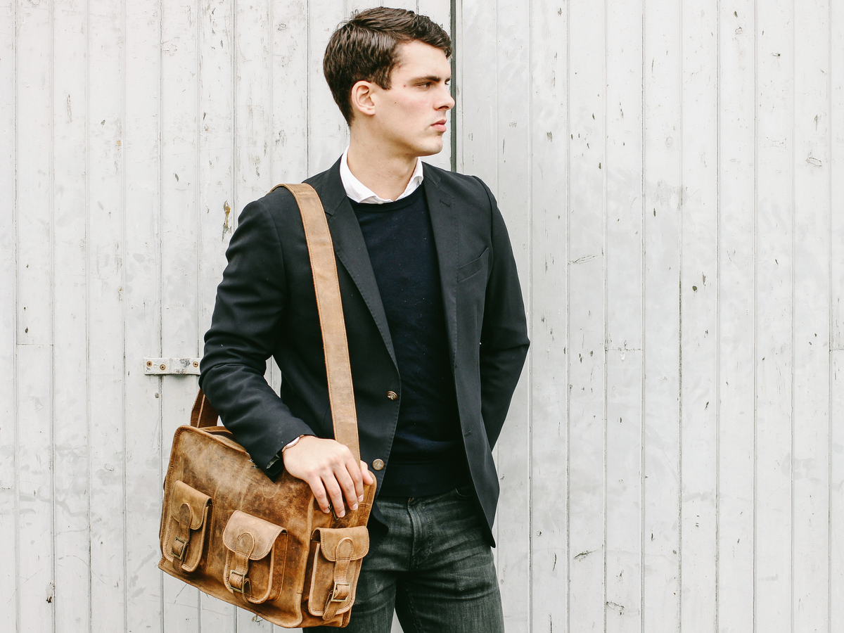 Large Leather Vintage Flight Bag
