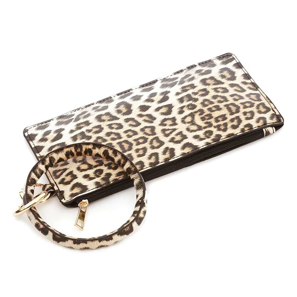 leopard print cuff bracelet and bag