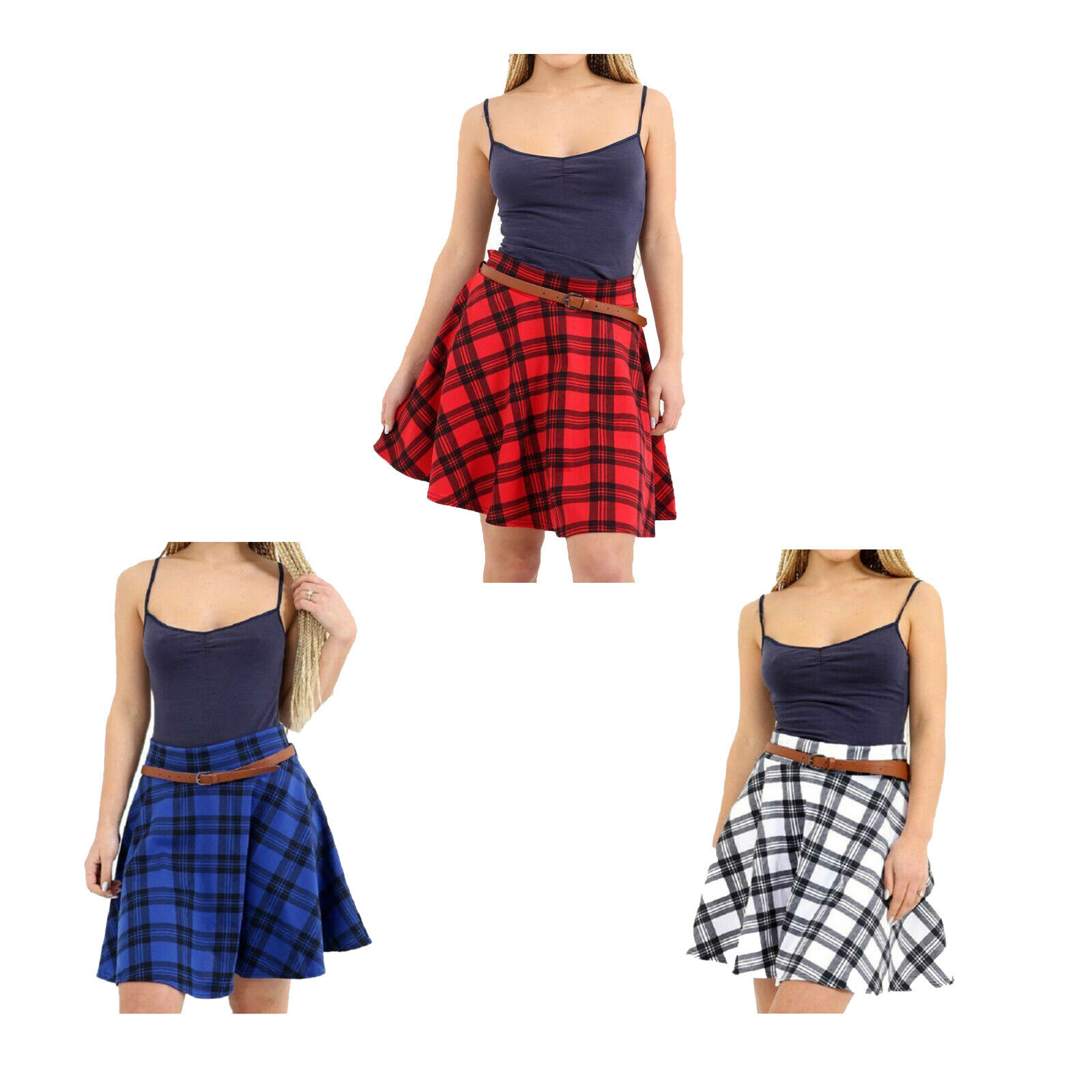 Ladies Womens Leopard,Tartan, Comic Print Summer Short Mini Skirt Plus Size 8-22