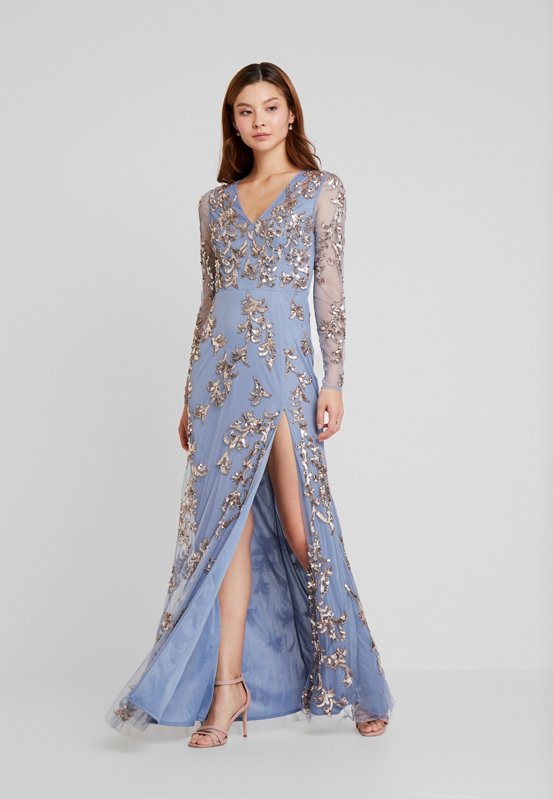 LONG SLEEVE ALL OVER EMBELLISHED DRESS