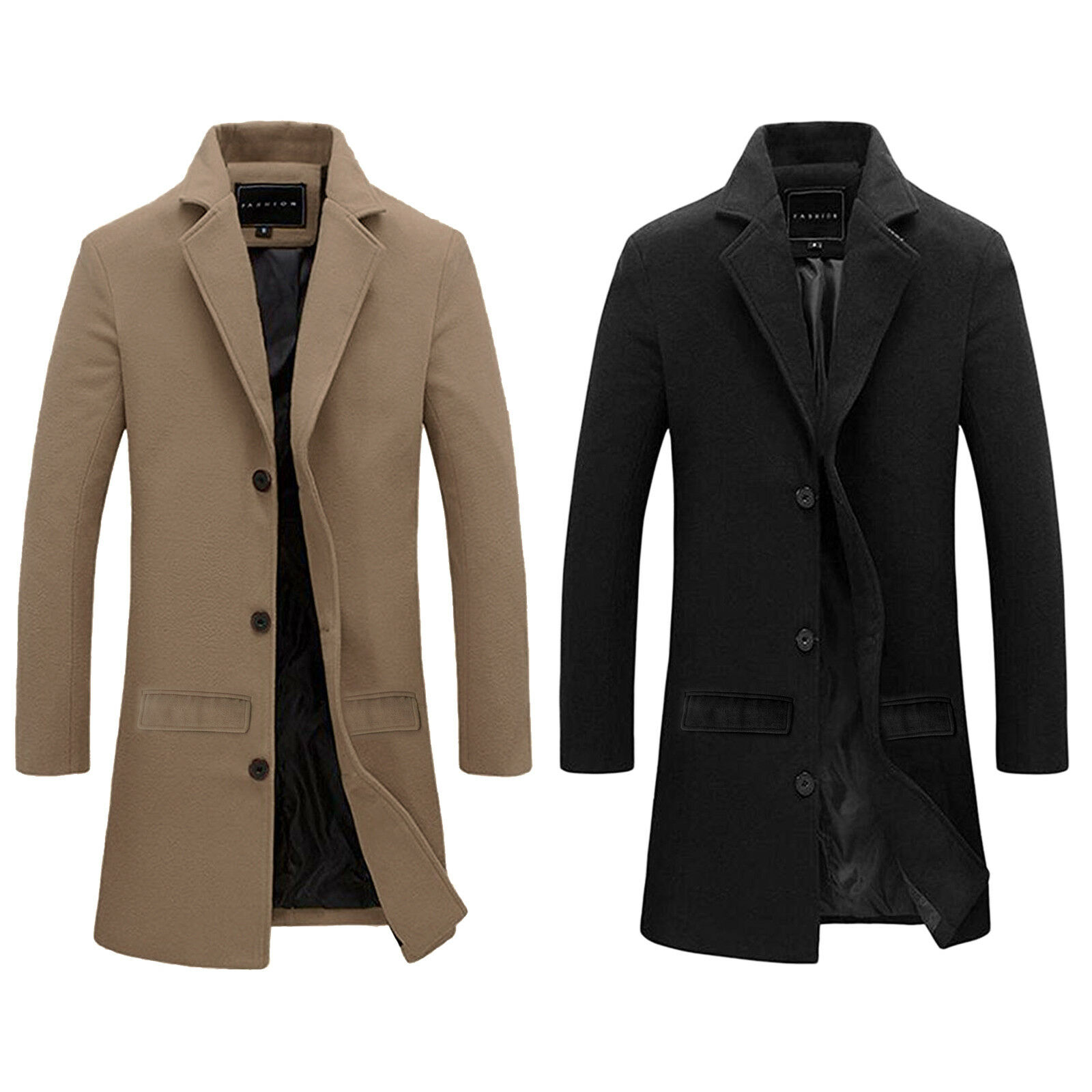 MENS TRENCH COAT CLASSIC SLIM FIT NOTCHED COLLAR STYLISH OVERCOAT OUTWEAR JACKET