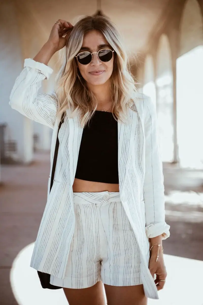 button up shirt with matching shorts