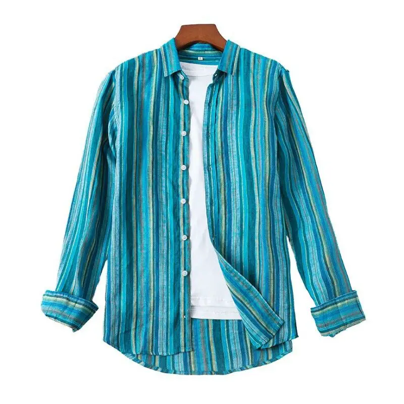 Long-Sleeved Striped Print Casual Shirt