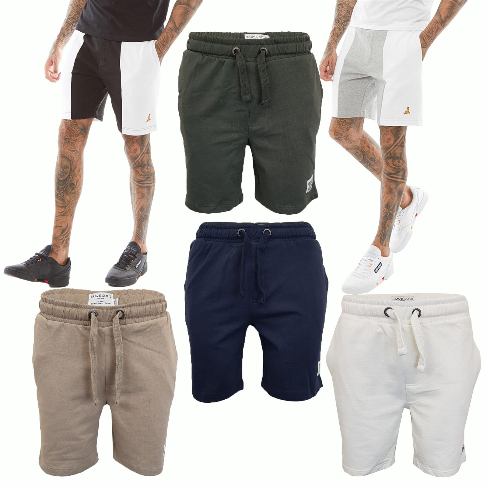 Men's Brave Soul Gym Jogger Shorts LOCUST Lounge Bottoms Cotton Pants Fashion New