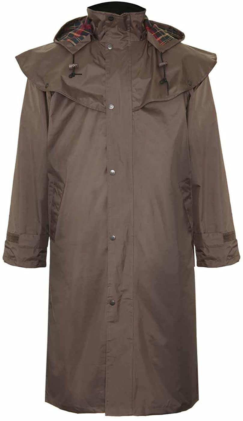 Mens Champion Highgrove Full Length Waterproof Fabric Lightweight Lined Riding Cape Coat Jacket Trench Coats Macs Lined Detachable Hood Taped Seams Walking Outdoors Countrywear Riding Fishing