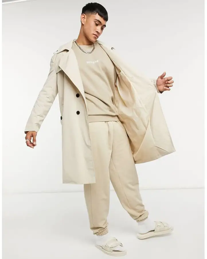Men's Natural Classic Over Size Trench Coat