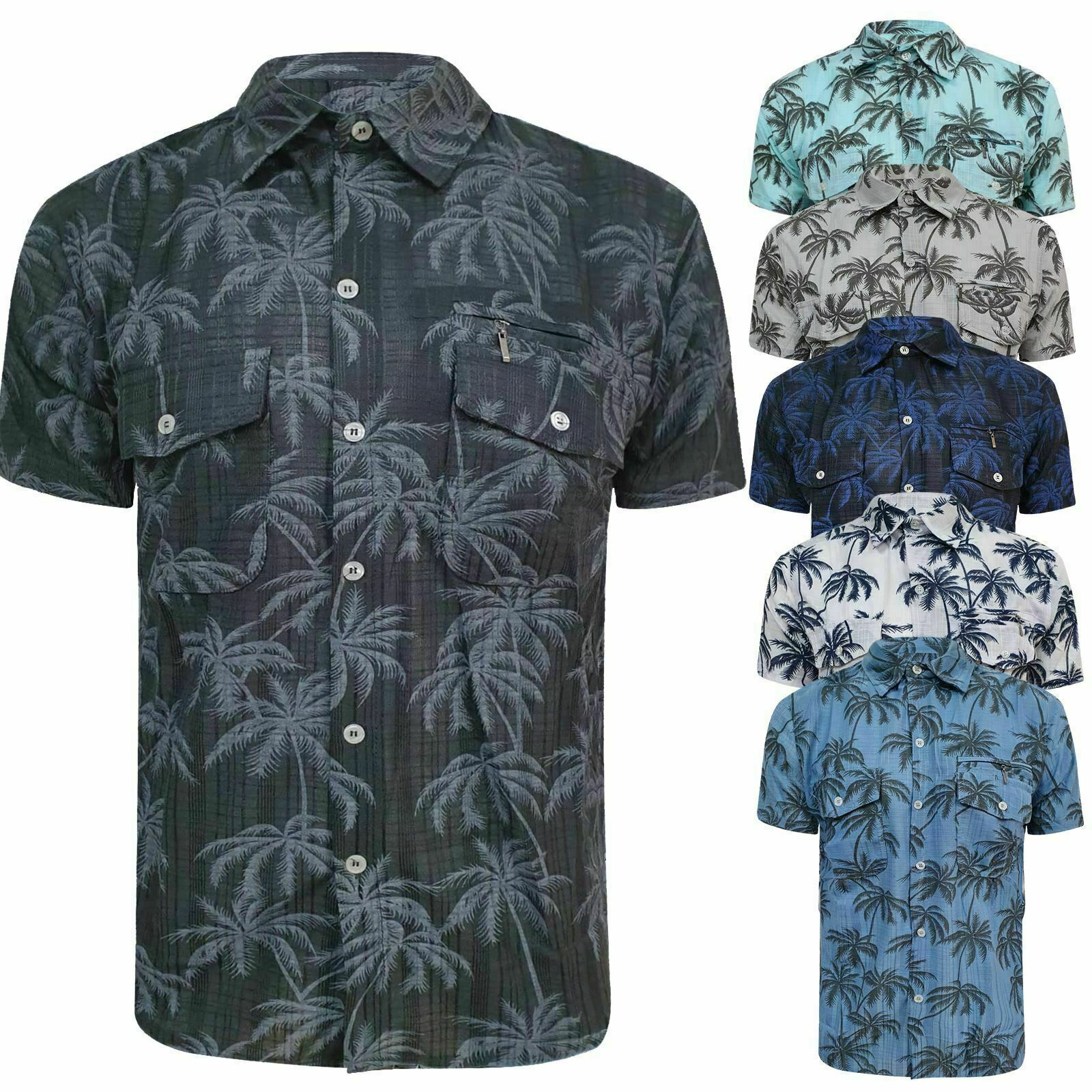 Mens Short Sleeve Palm Tree Hawaii Hawaiin Shirts Summer Beach Shirt Lightweight