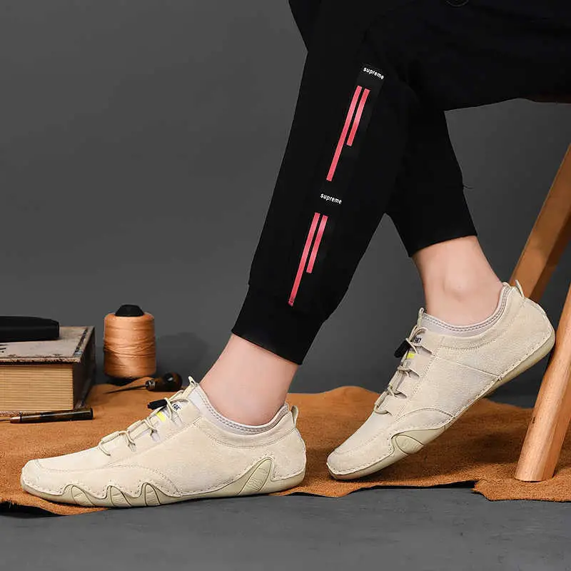 Men's Sneakers cow suede Leather Men Loafers Shoes