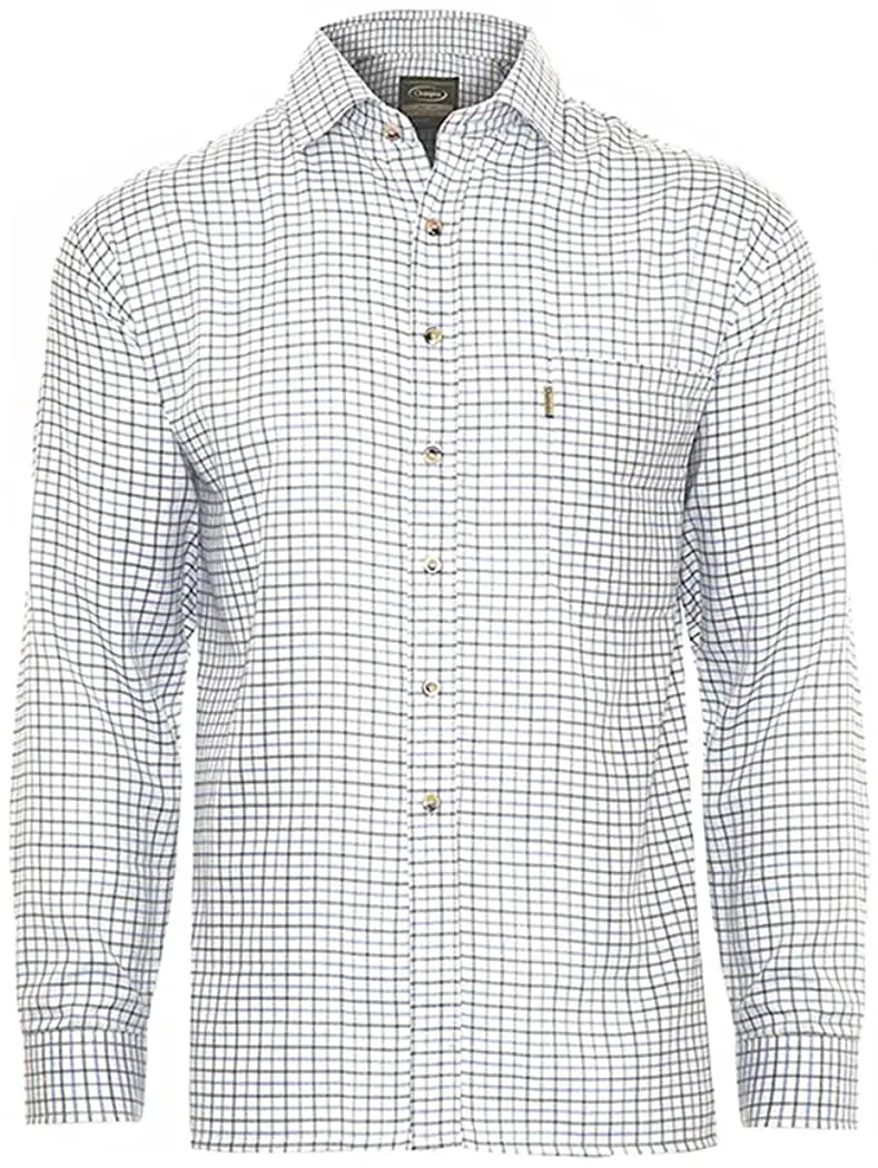 Mens Tattersall Shirt Long Sleeves Polycotton Fabric Checked Pattern Shirts