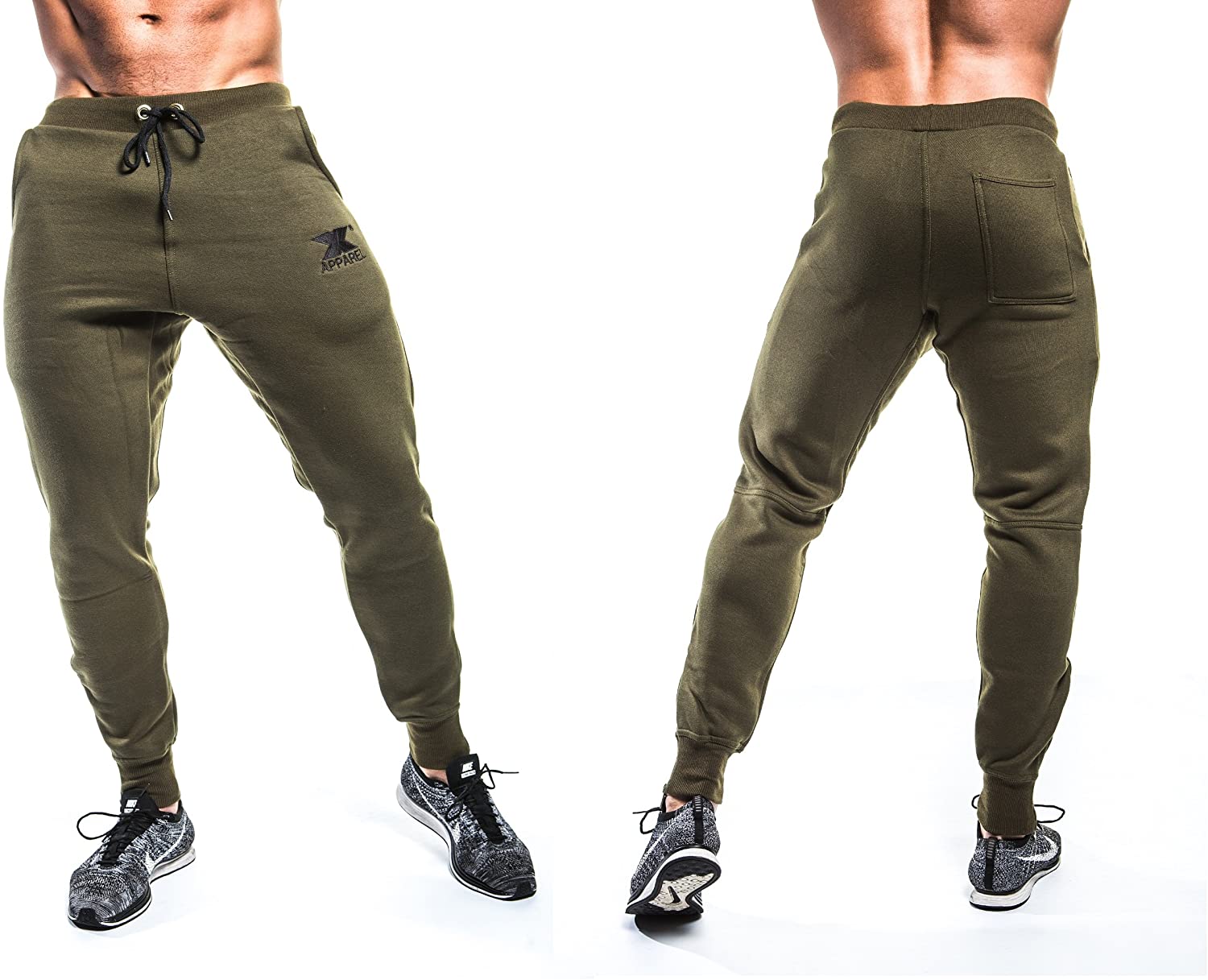 Met-X Mens New Slim Fit Tapperd In Track Suit Jogging Bottoms Training Pants Trousers Khaki Green Pants