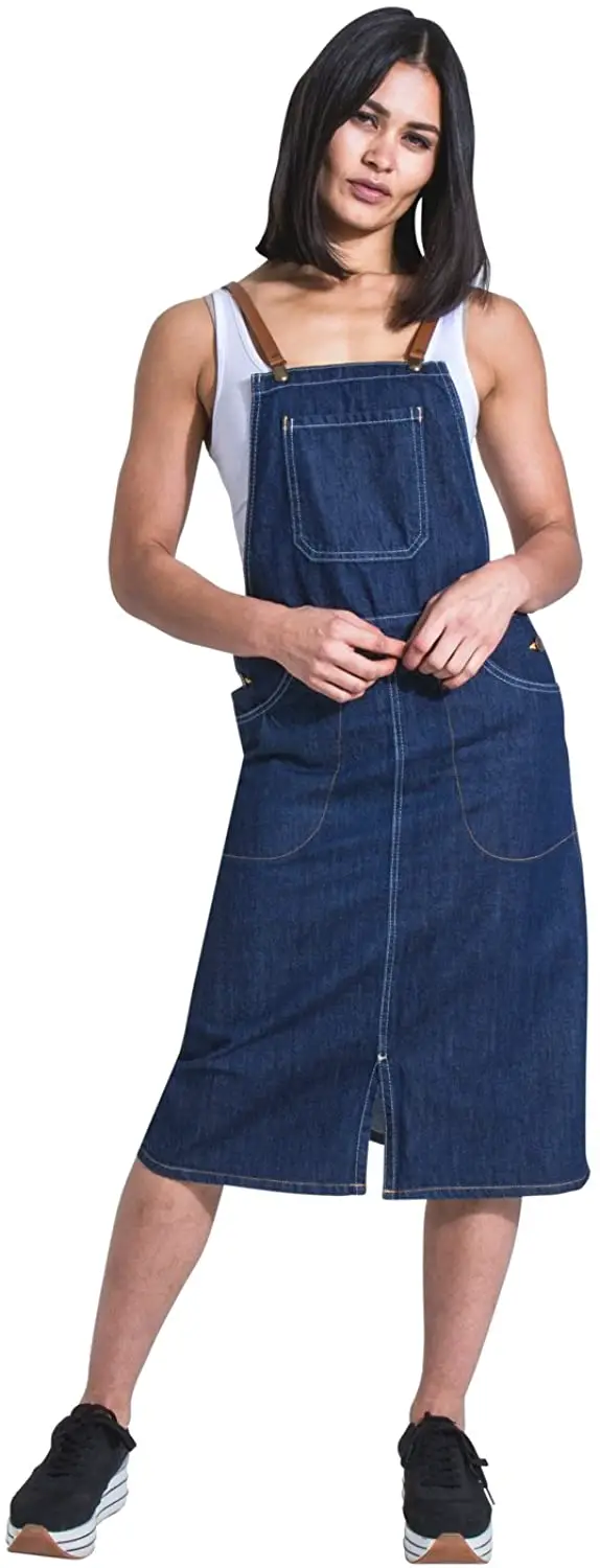 Midi Denim Dungaree Dress