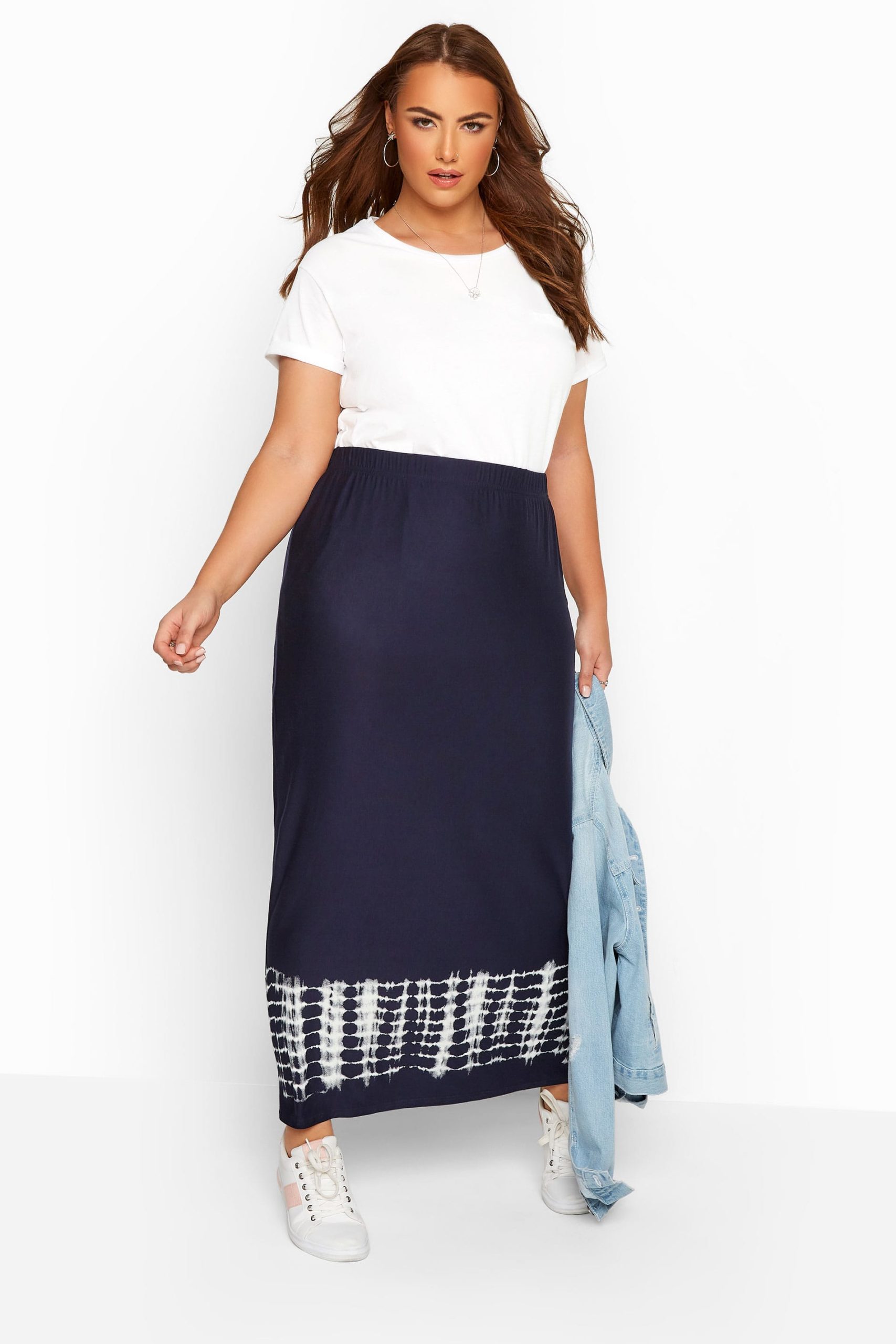 Navy Tie Dye Border Tube Skirt