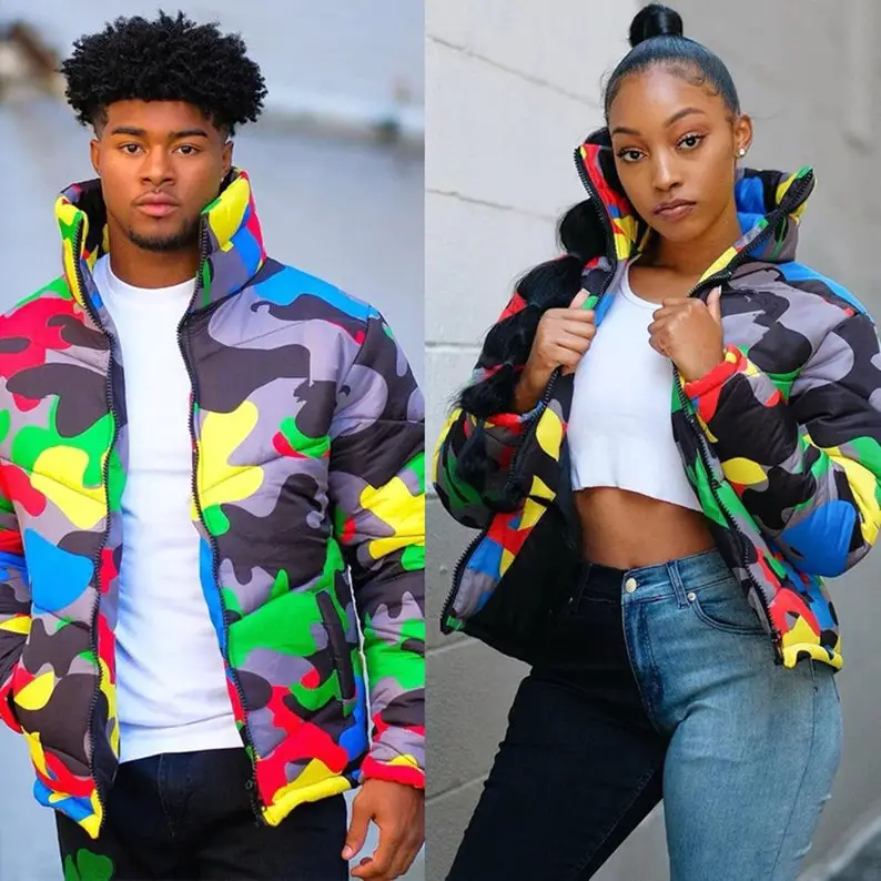 New 2021 Camo Print Winter Wear Crop Puffer Jacket