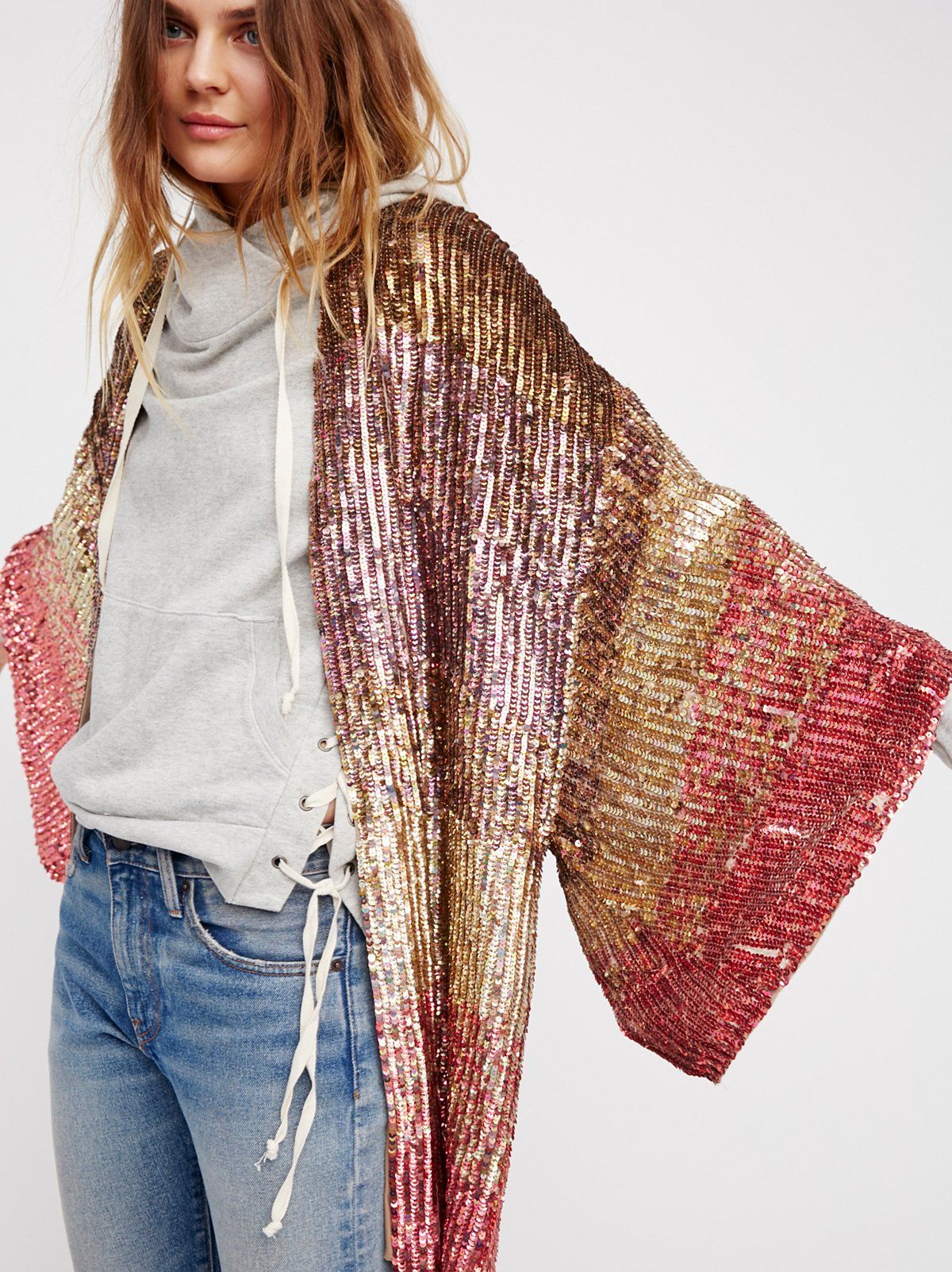 plus sequin kimono
