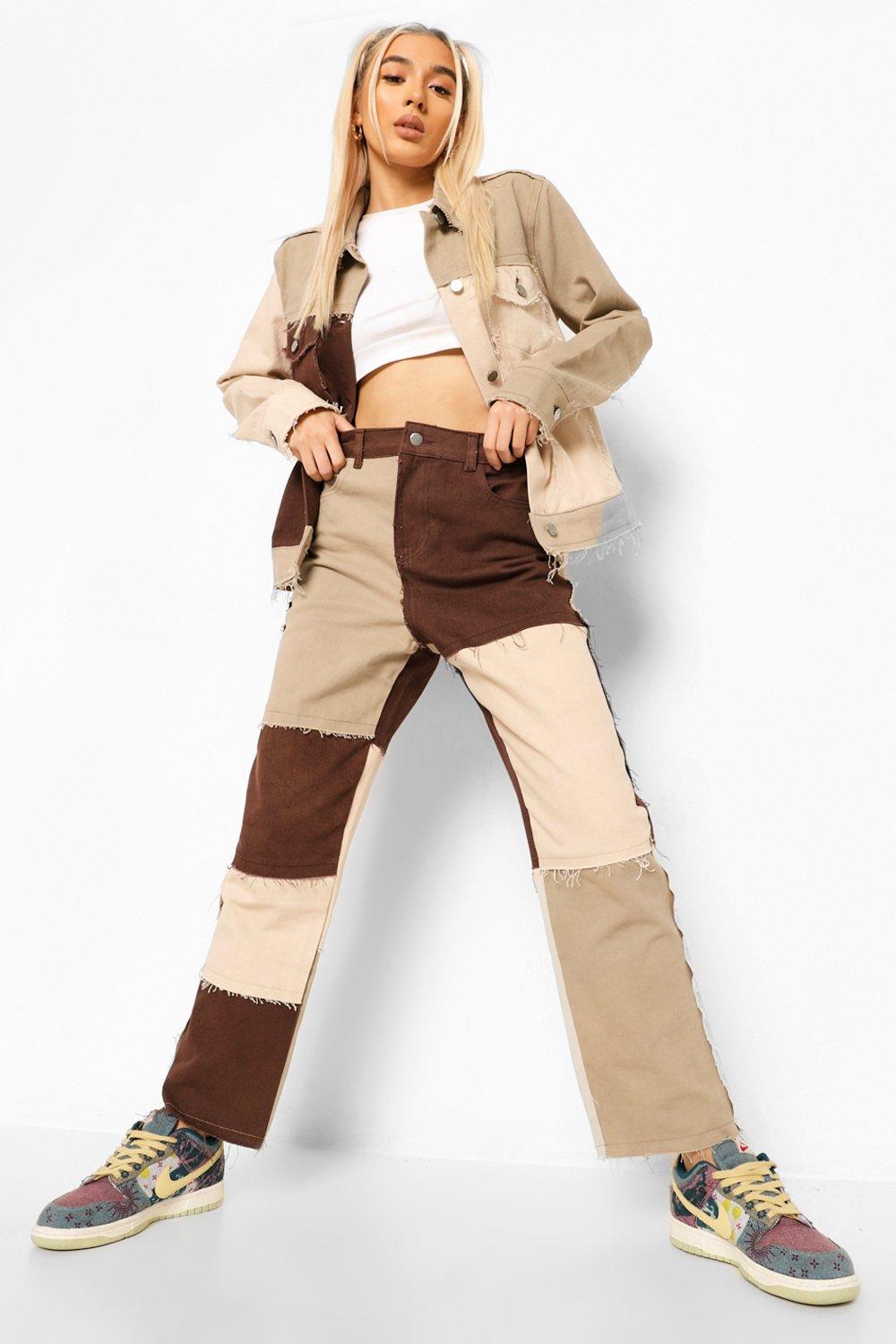 Patchwork Straight Leg Jeans