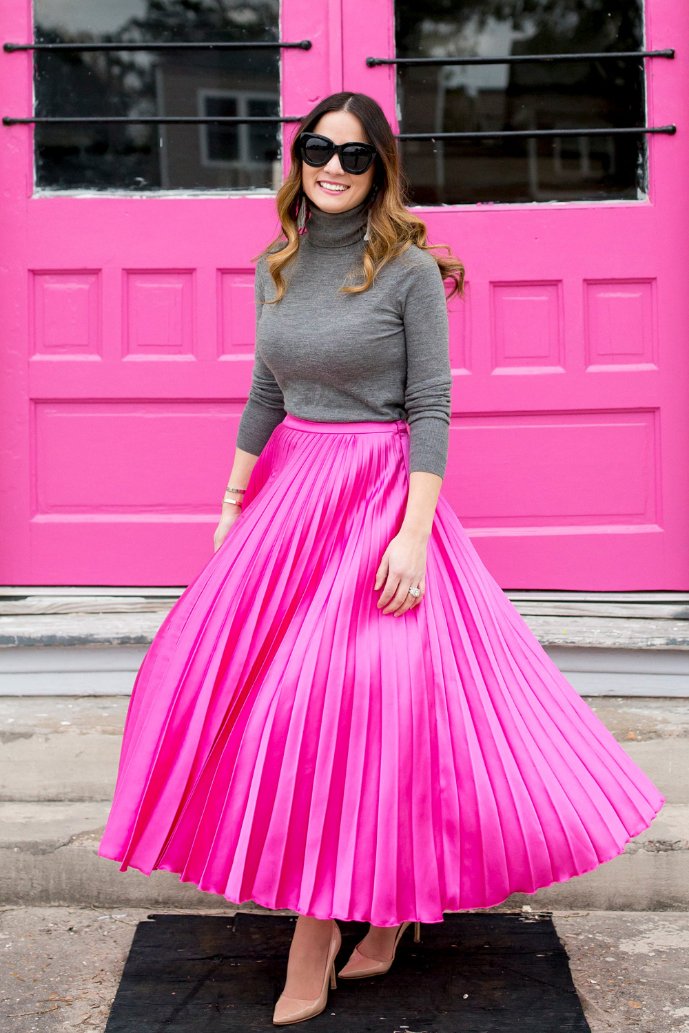 Pink Pleated skirt
