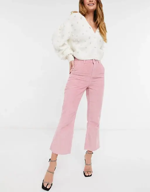 Reclaimed Vintage inspired the 85' crop kick flare in rose cord
