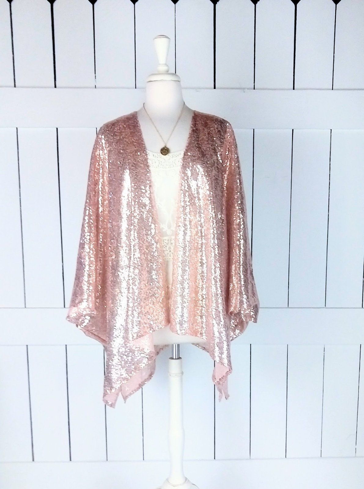 Rose gold sequin kimono