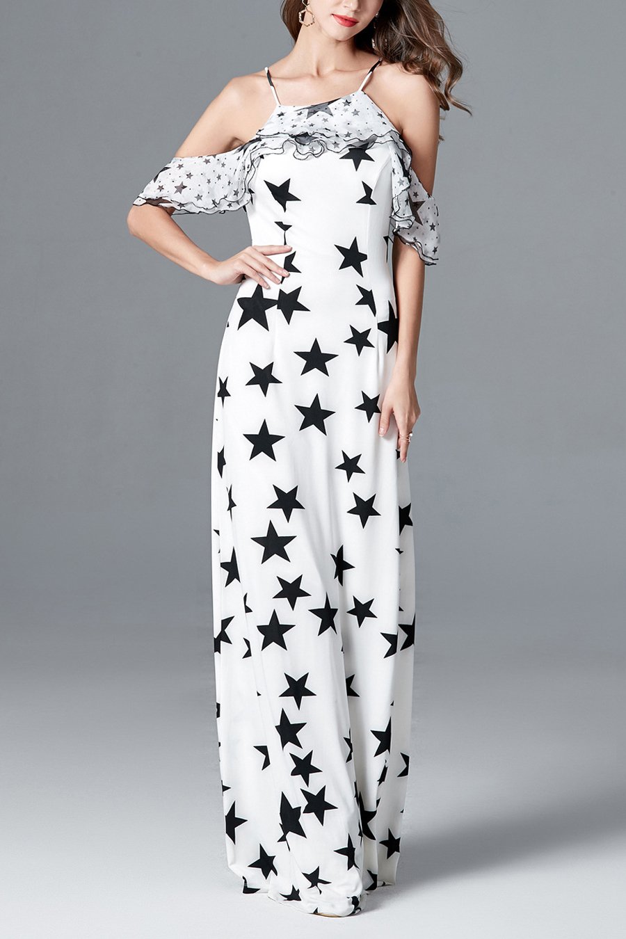 Sheath Boho Star Printed Long Party Formal Dress