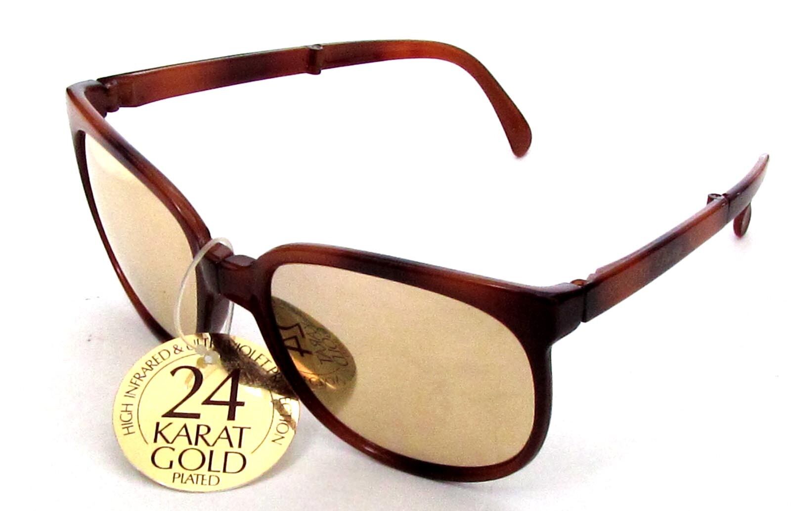Sunglasses SUNPOCKET PRESTIGE Havana Light Lens Silvered Gold Vintage