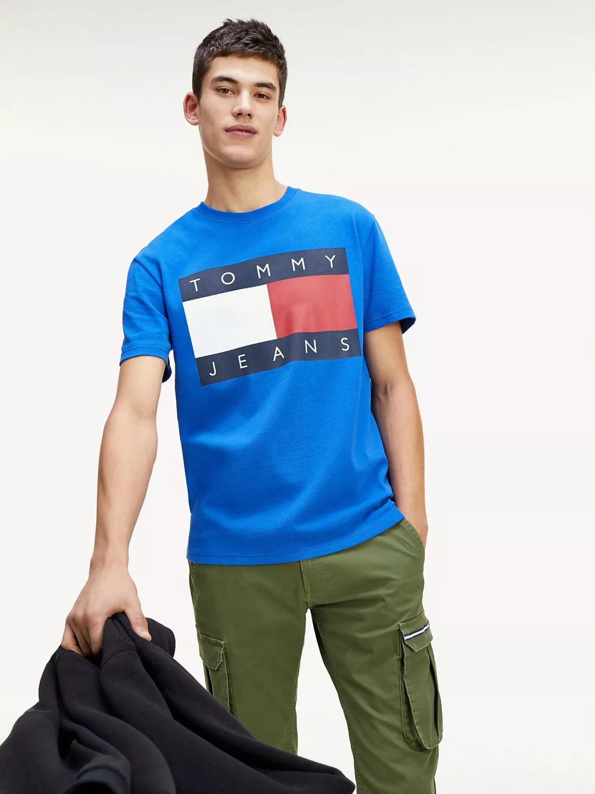 T-SHIRT and tank top men TOMMY jeans DM0DM07009 flag T-SHIRT CKB surf the WEB