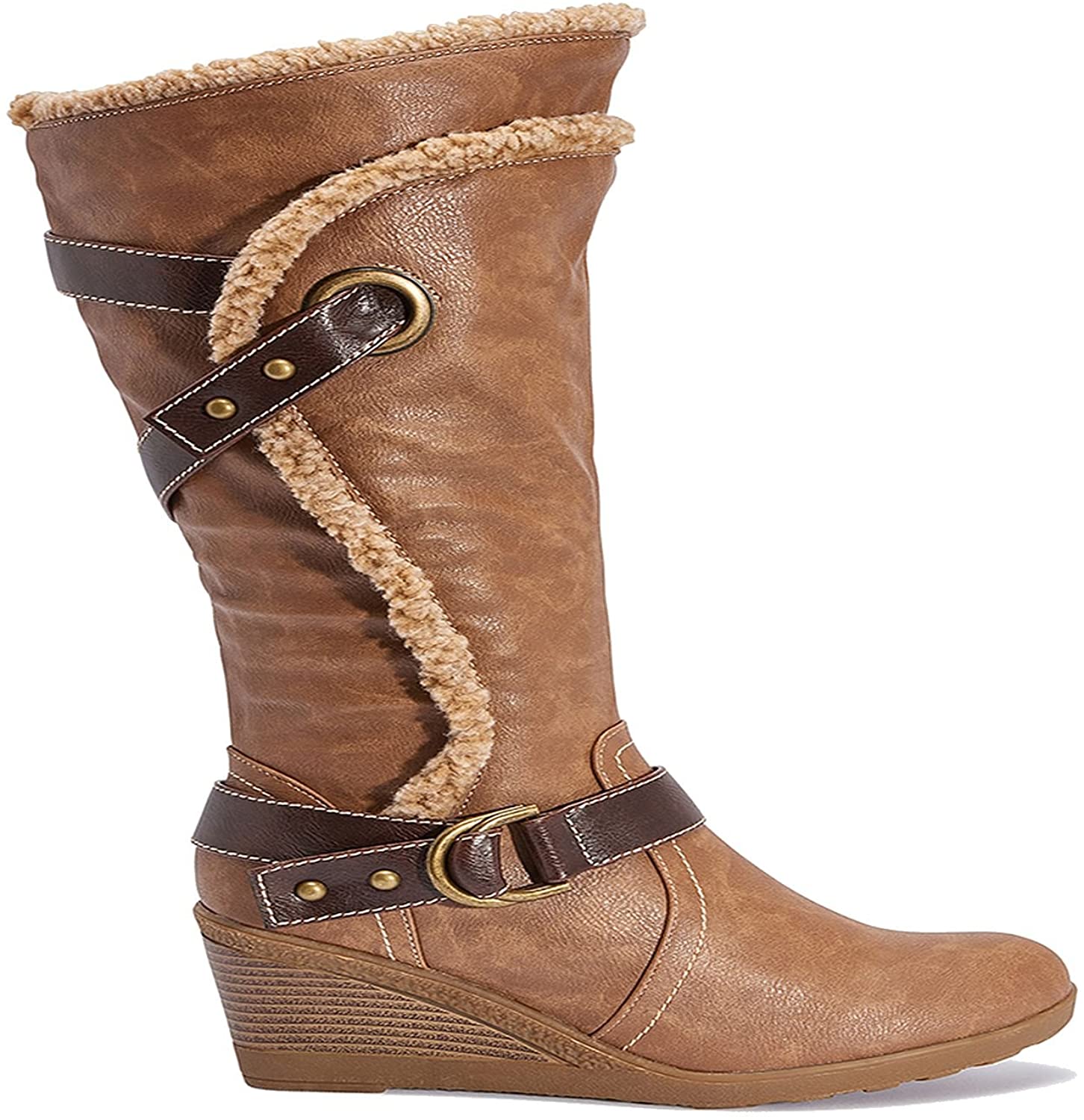 TRUFFLE COLLECTION Ladies Calf Height, Casual Wedge Heel Boots
