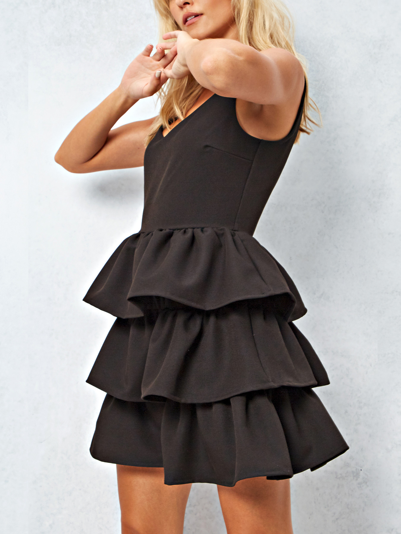 Tiered Mini V-Neck Dress