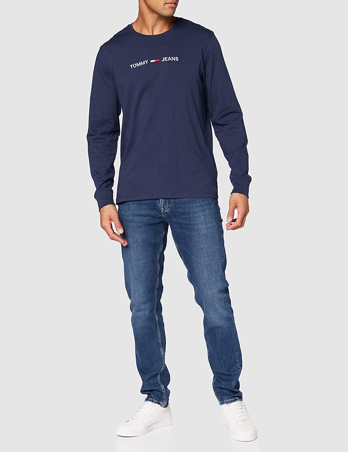 Tommy Jeans Men's TJM Longsleeve Straight Logo Tee Shirt