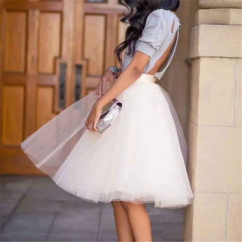 Tulle Tutu Dance Skirt for Women and Adults Girls Princess Ball Gown Solid Color Black White Lace Short 2019