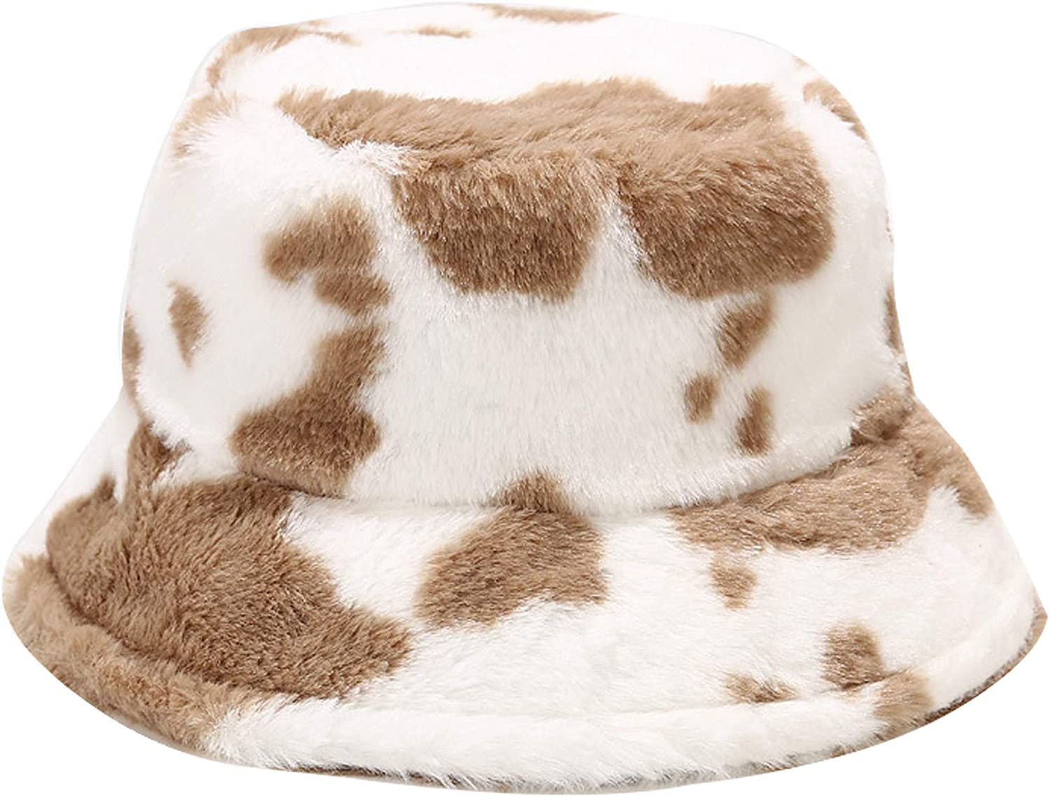 Umeepar Winter Faux Fur Bucket Hat Fluffy Warm Hat for Women Men