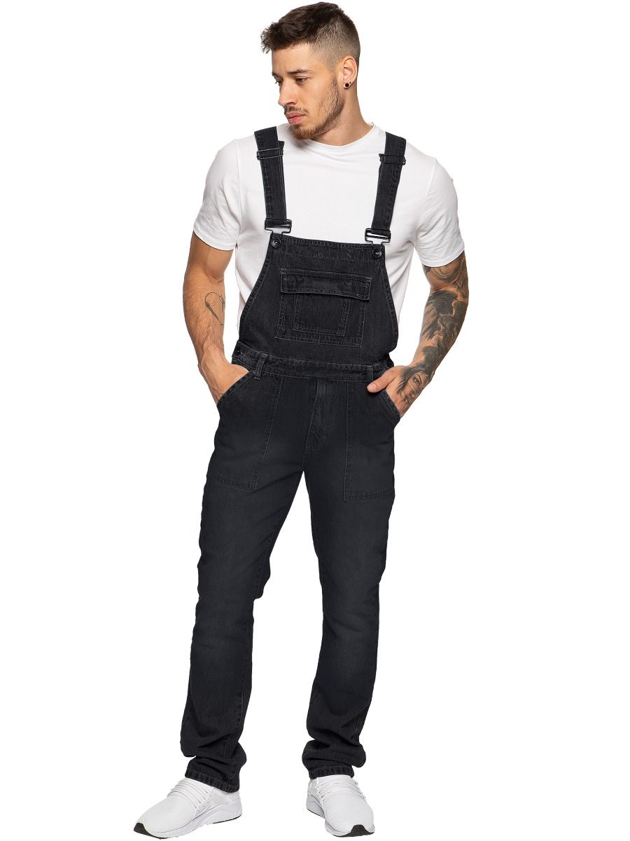 Unisex relaxed fit denim overalls