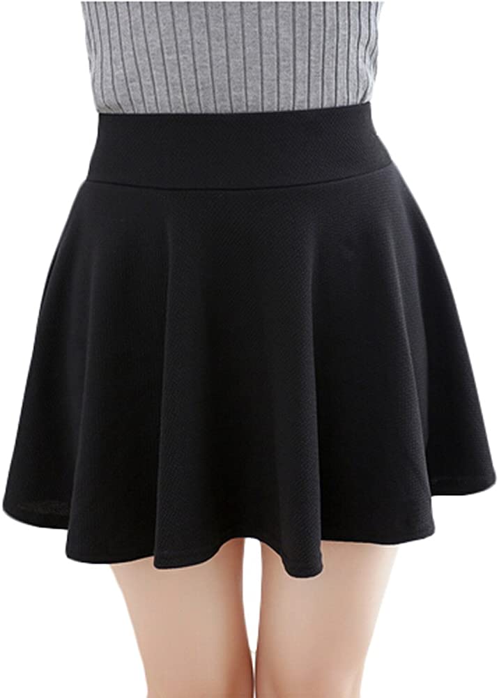 Urban CoCo Women's Basic Solid Versatile Stretchy Flared Casual Mini Skater Skirt