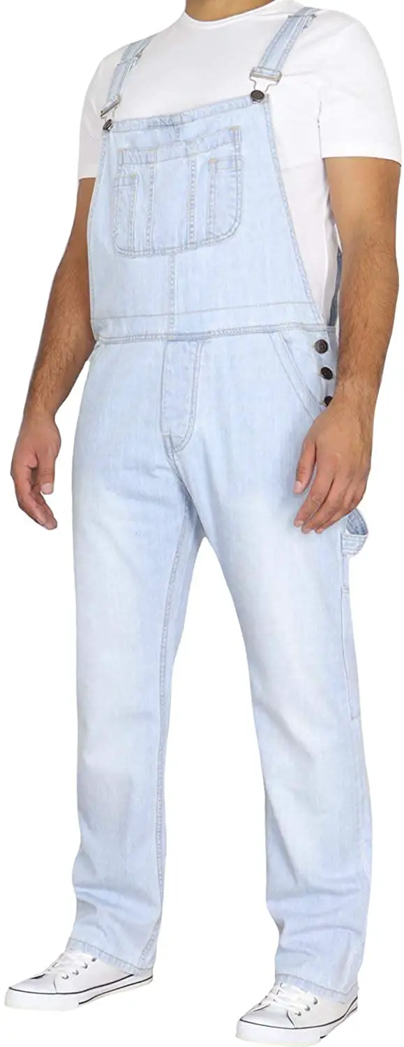 Von Denim Mens Stonewash Blue Dungarees Dungaree King Size Overalls
