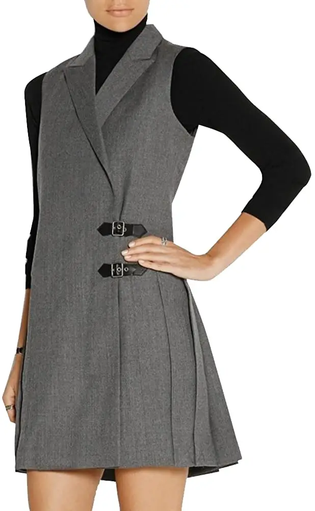 Women Casual Business Office Long Wasitcoat Sleeveless Blazer