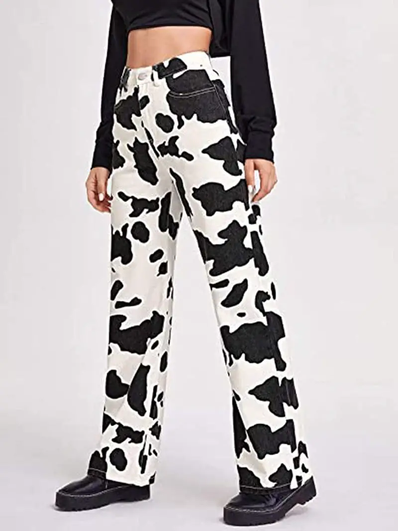 cow print jeans womens