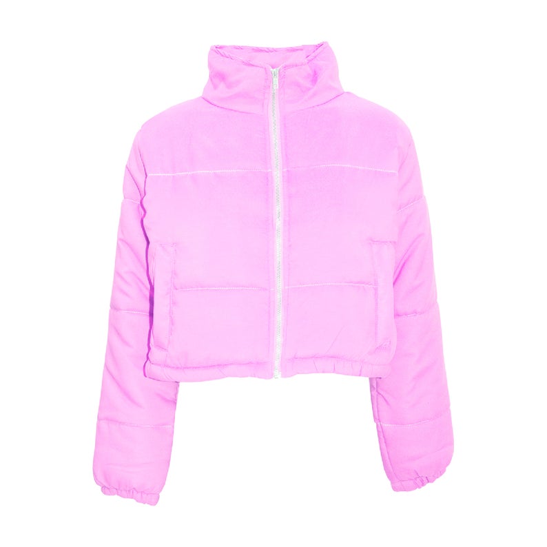 Womens Ladies Thick Puffer Bubble Warm Padded Quilted Cropped Zipper Jacket Coat