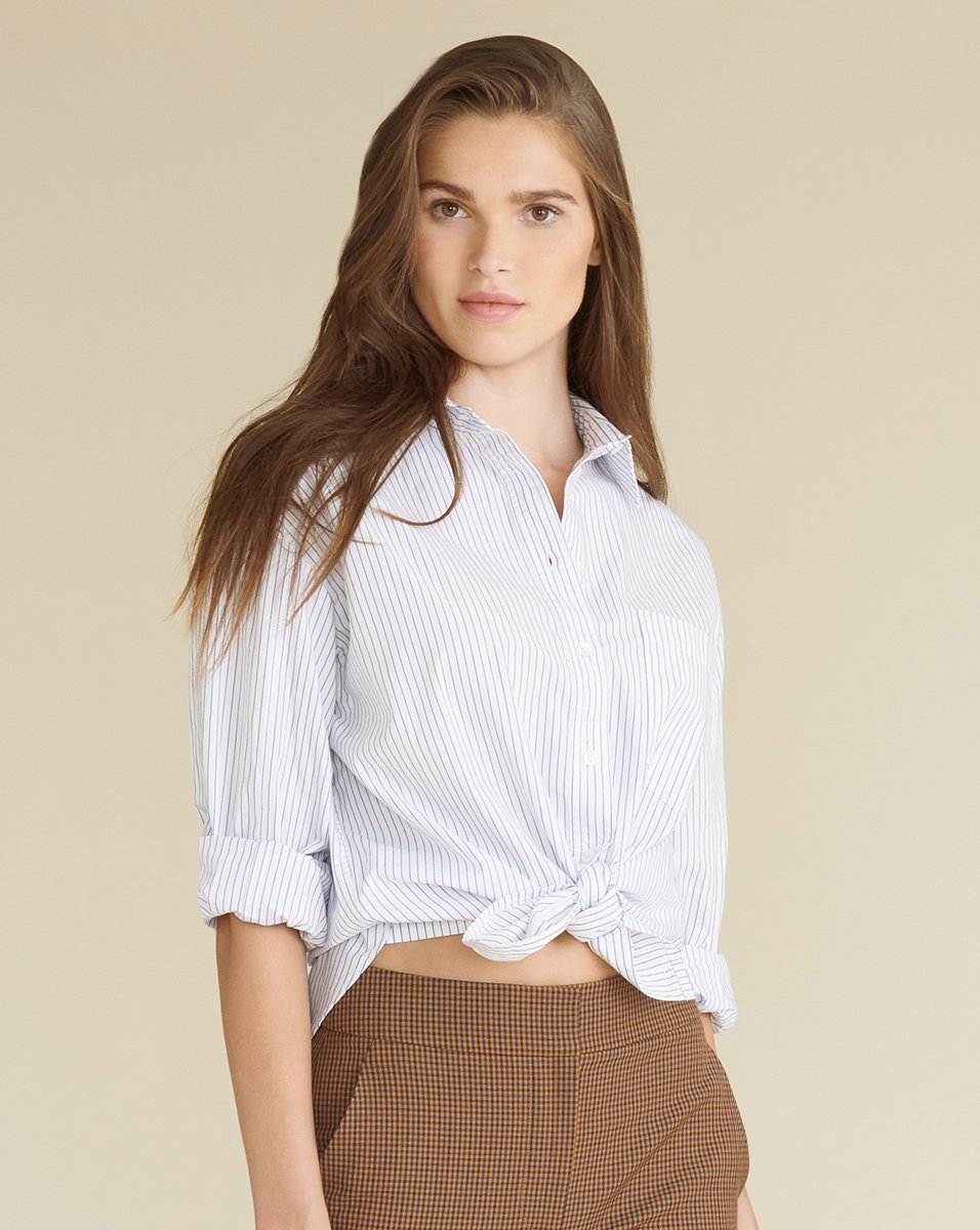 Women's White Keiko Striped Button-down Shirt
