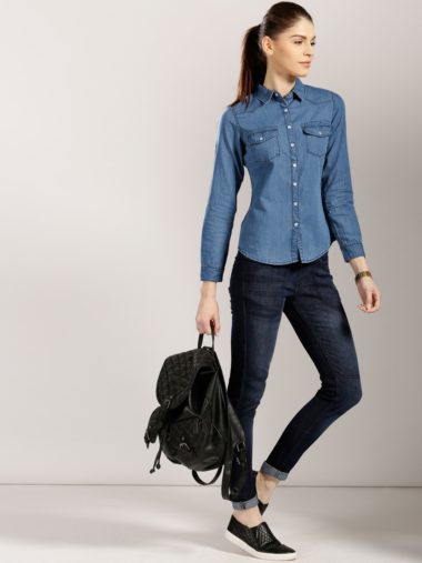 Women's stretch denim shirts