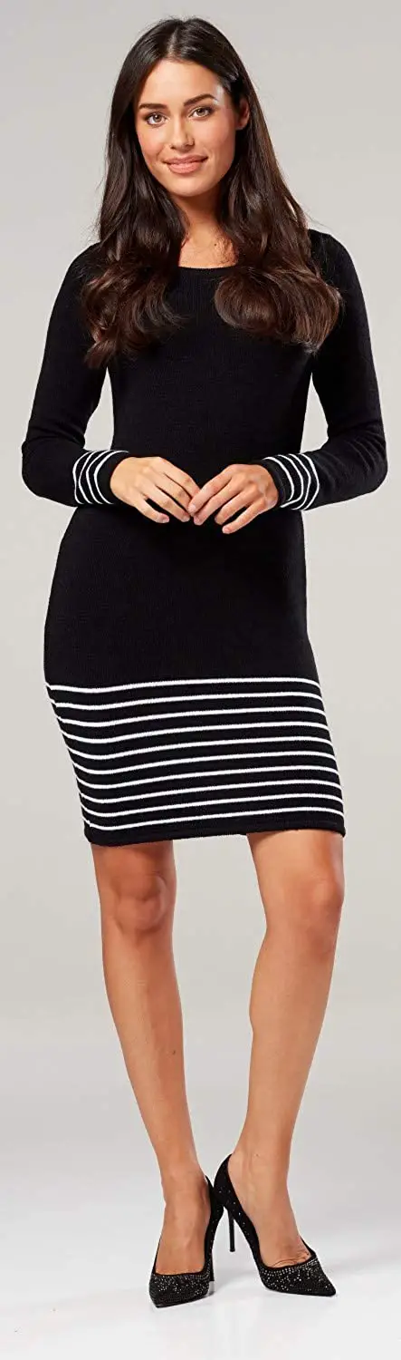 Zeta Ville Women's Maternity Knitted Midi Jumper Dress Long Sleeves
