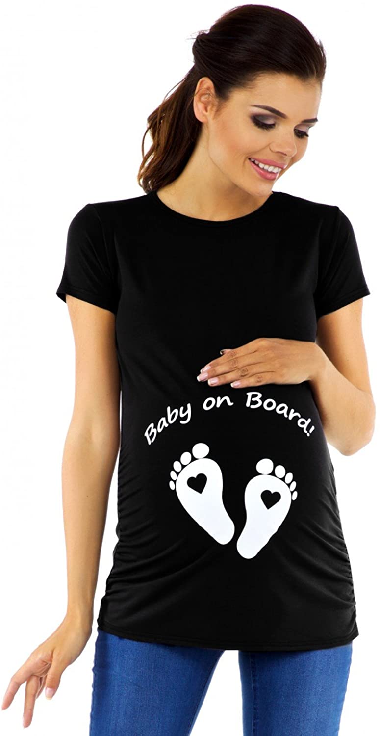Zeta Ville - Women's Maternity t-Shirt top Funny Baby on Board Imprint - 199c