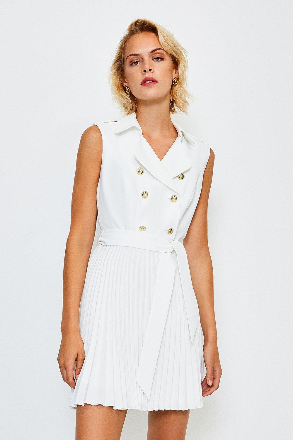 Military Pleated Skirt Dress