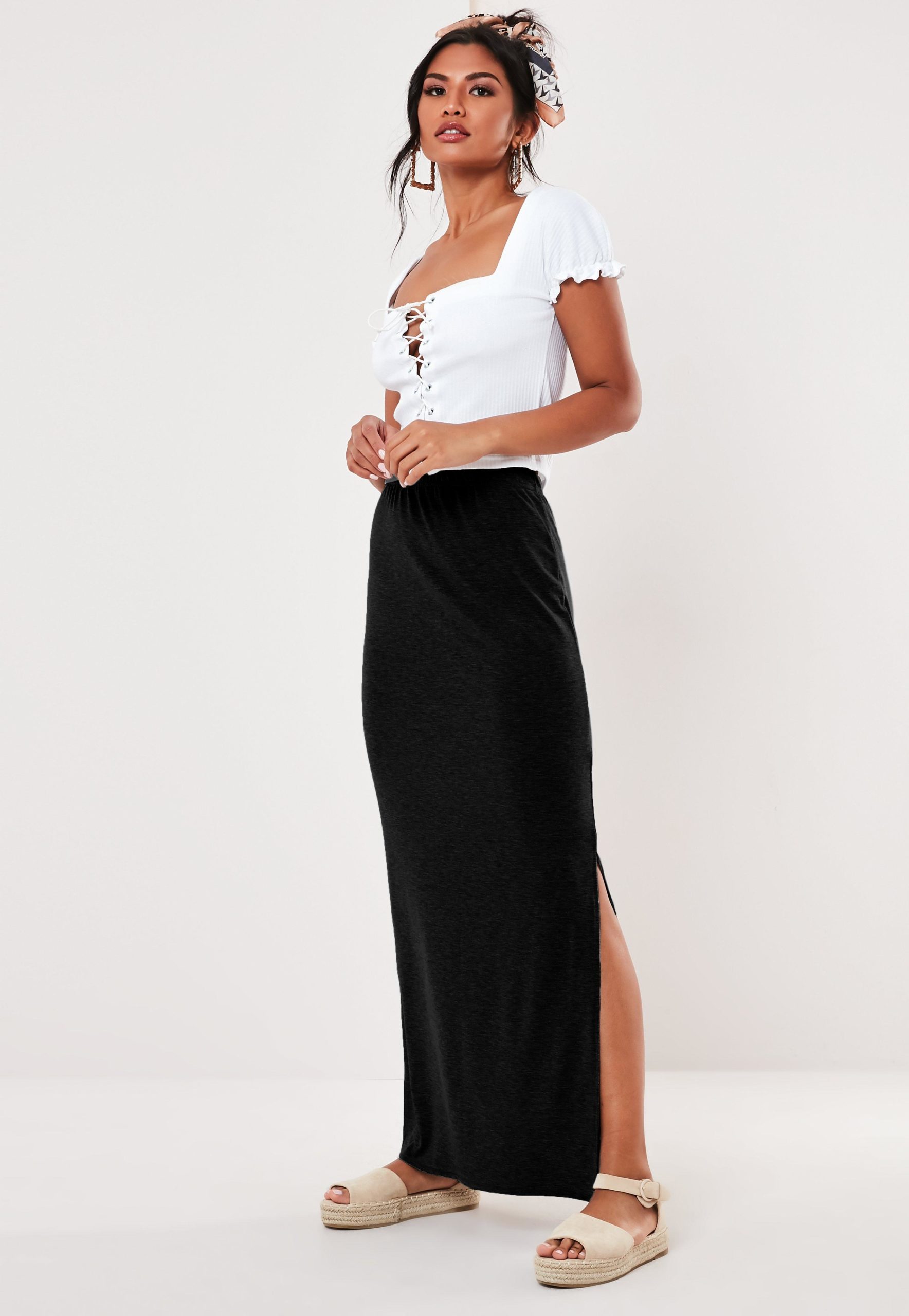 black jersey maxi skirt