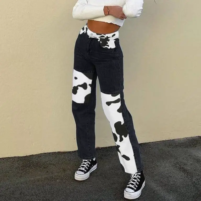 jeans with cow print pockets